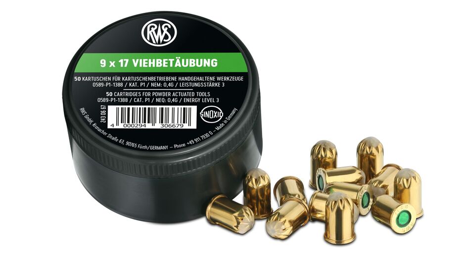 RWS Viehbetäubungskartuschen 9x17 mm grün, für Kleinvieh