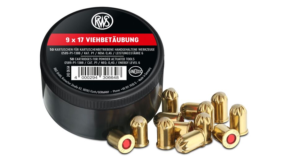 RWS Viehbetäubungskartuschen 9x17 mm rot, für schwerste Tiere